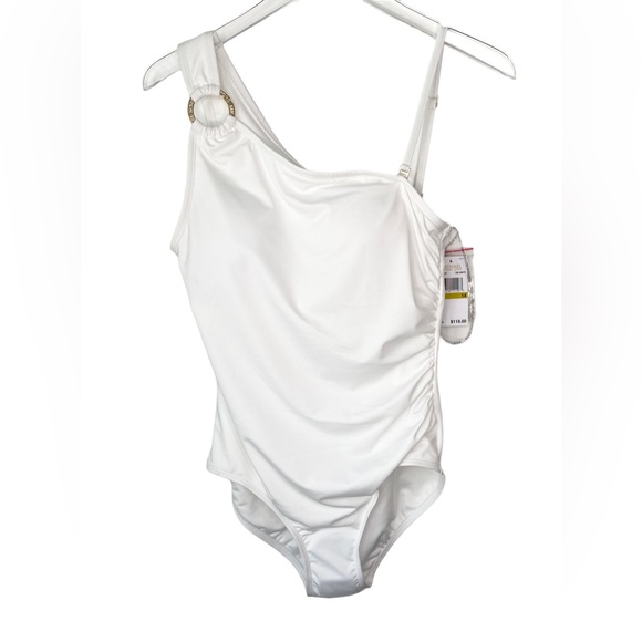 MICHAEL Michael Kors Iconic Solids One Shoulder One Piece Size: 14 - Picture 5 of 6